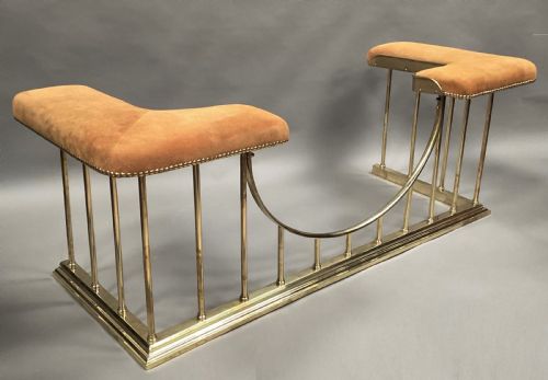 C19th Brass Club Fender Newly Upholstered