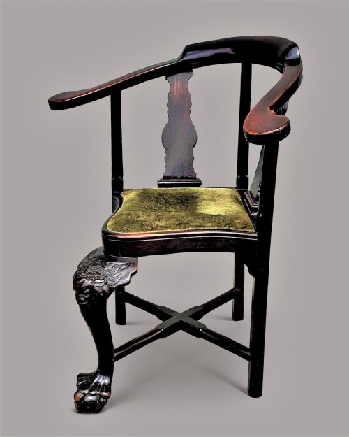C18TH CHINESE EXPORT HARDWOOD CORNER ARMCHAIR OF AN ECCENTRIC AND CURVACEOUS DESIGN AND PROPORTIONS - ADDITIONAL PHOTO 13