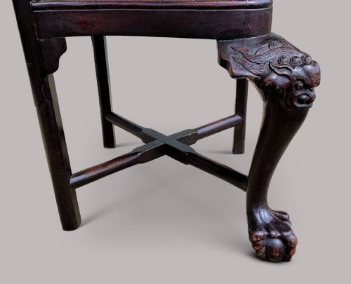 C18TH CHINESE EXPORT HARDWOOD CORNER ARMCHAIR OF AN ECCENTRIC AND CURVACEOUS DESIGN AND PROPORTIONS - ADDITIONAL PHOTO 22