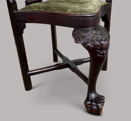 C18TH CHINESE EXPORT HARDWOOD CORNER ARMCHAIR OF AN ECCENTRIC AND CURVACEOUS DESIGN AND PROPORTIONS - ADDITIONAL PHOTO 23