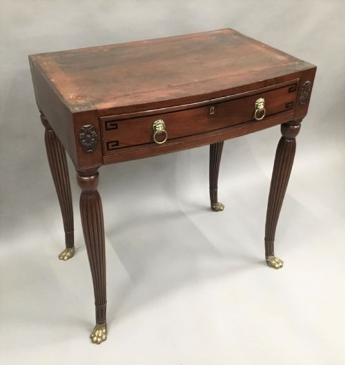 REGENCY MAHOGANY BOW FRONTED CABINET ON STAND OF COMPACT PROPORTIONS - ADDITIONAL PHOTO 8