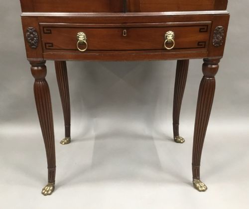 REGENCY MAHOGANY BOW FRONTED CABINET ON STAND OF COMPACT PROPORTIONS - ADDITIONAL PHOTO 14