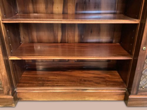 REGENCY INVERTED BREAKFRONT BOOKCASE CABINET IN STRIKING GONALO ALVES - ADDITIONAL PHOTO 9
