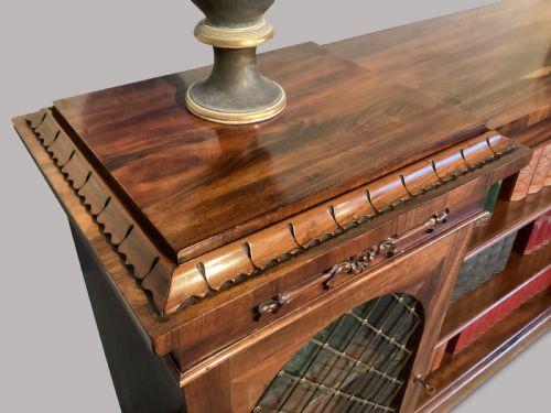 REGENCY INVERTED BREAKFRONT BOOKCASE CABINET IN STRIKING GONALO ALVES - ADDITIONAL PHOTO 10