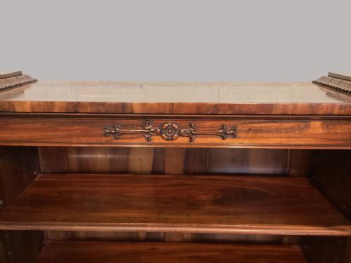 REGENCY INVERTED BREAKFRONT BOOKCASE CABINET IN STRIKING GONALO ALVES - ADDITIONAL PHOTO 11