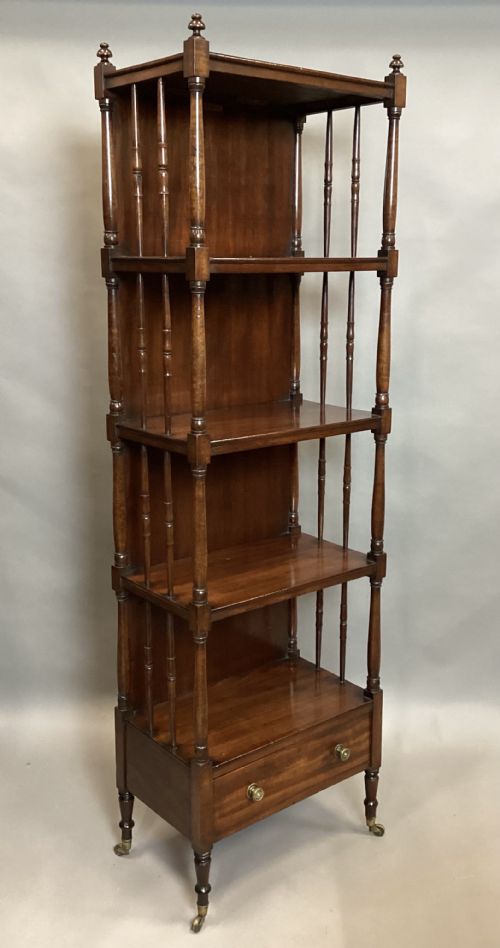 Regency Mahogany Tall Open Bookcase / Etagere / Whatnot