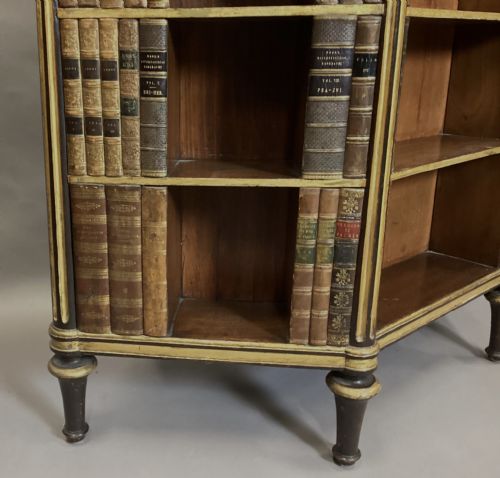 REGENCY ROSEWOOD AND PARCEL GILT OPEN BOOKCASE SIDE CABINET WITH LEATHER DUMMY BOOKS - ADDITIONAL PHOTO 4