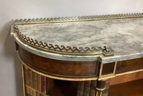 REGENCY ROSEWOOD AND PARCEL GILT OPEN BOOKCASE SIDE CABINET WITH LEATHER DUMMY BOOKS - ADDITIONAL PHOTO 6