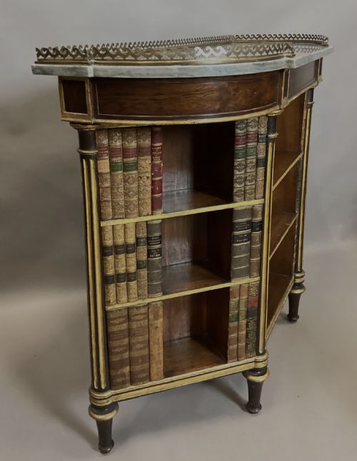 REGENCY ROSEWOOD AND PARCEL GILT OPEN BOOKCASE SIDE CABINET WITH LEATHER DUMMY BOOKS - ADDITIONAL PHOTO 8
