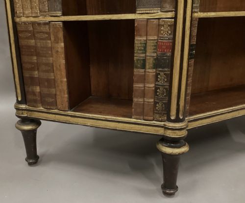 REGENCY ROSEWOOD AND PARCEL GILT OPEN BOOKCASE SIDE CABINET WITH LEATHER DUMMY BOOKS - ADDITIONAL PHOTO 10