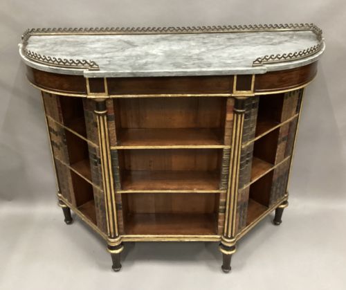 REGENCY ROSEWOOD AND PARCEL GILT OPEN BOOKCASE SIDE CABINET WITH LEATHER DUMMY BOOKS - ADDITIONAL PHOTO 13