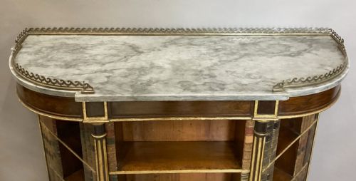 REGENCY ROSEWOOD AND PARCEL GILT OPEN BOOKCASE SIDE CABINET WITH LEATHER DUMMY BOOKS - ADDITIONAL PHOTO 15