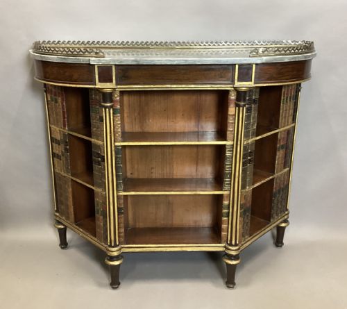 REGENCY ROSEWOOD AND PARCEL GILT OPEN BOOKCASE SIDE CABINET WITH LEATHER DUMMY BOOKS - ADDITIONAL PHOTO 16