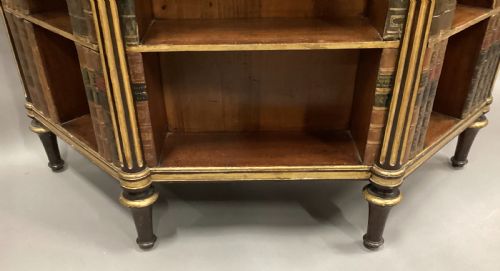 REGENCY ROSEWOOD AND PARCEL GILT OPEN BOOKCASE SIDE CABINET WITH LEATHER DUMMY BOOKS - ADDITIONAL PHOTO 17