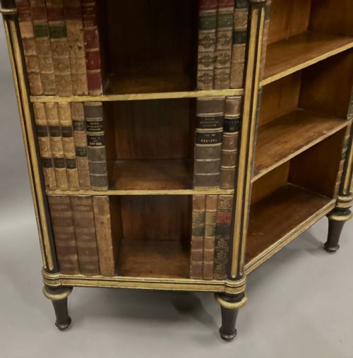 REGENCY ROSEWOOD AND PARCEL GILT OPEN BOOKCASE SIDE CABINET WITH LEATHER DUMMY BOOKS - ADDITIONAL PHOTO 18