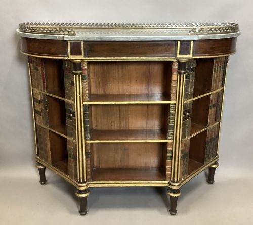 REGENCY ROSEWOOD AND PARCEL GILT OPEN BOOKCASE SIDE CABINET WITH LEATHER DUMMY BOOKS - ADDITIONAL PHOTO 19