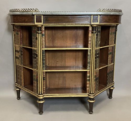 REGENCY ROSEWOOD AND PARCEL GILT OPEN BOOKCASE SIDE CABINET WITH LEATHER DUMMY BOOKS - ADDITIONAL PHOTO 21