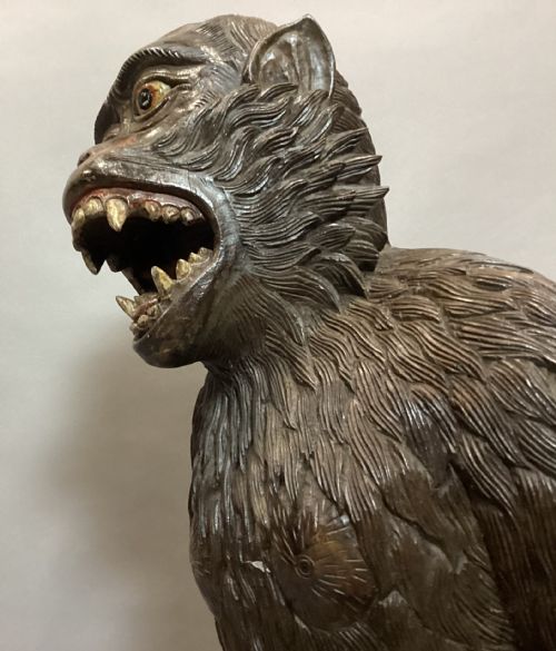 C19TH LARGE CARVED HARDWOOD FIGURE OF A MONKEY - ADDITIONAL PHOTO 9