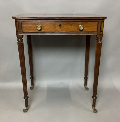REGENCY MAHOGANY EBONY BANDED CHAMBERWRITING TABLE ATTRIBUTED TO GILLOWS - ADDITIONAL PHOTO 6