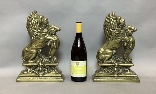 C19TH PAIR OF BRASS LION DOORSTOPS DOOR PORTERS - ADDITIONAL PHOTO 2