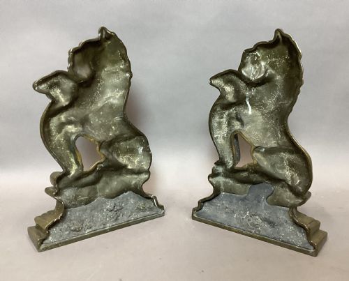 C19TH PAIR OF BRASS LION DOORSTOPS DOOR PORTERS - ADDITIONAL PHOTO 7