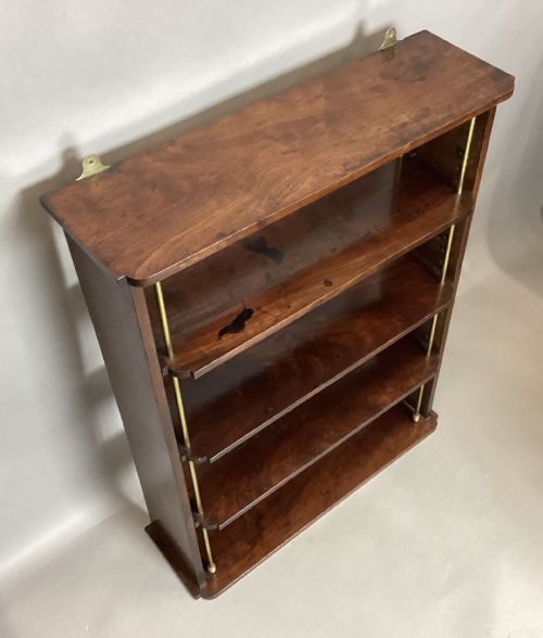 REGENCY MAHOGANY AND BRASS HANGING WALL SHELVES - ADDITIONAL PHOTO 3