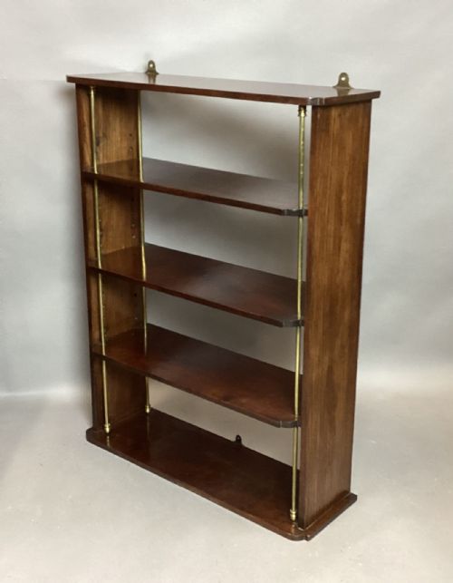 REGENCY MAHOGANY AND BRASS HANGING WALL SHELVES - ADDITIONAL PHOTO 5