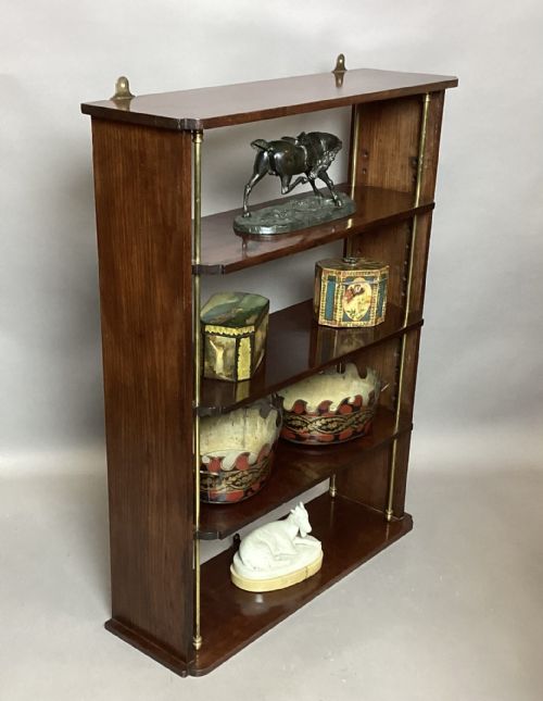 REGENCY MAHOGANY AND BRASS HANGING WALL SHELVES - ADDITIONAL PHOTO 7