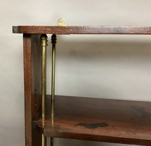 REGENCY MAHOGANY AND BRASS HANGING WALL SHELVES - ADDITIONAL PHOTO 10