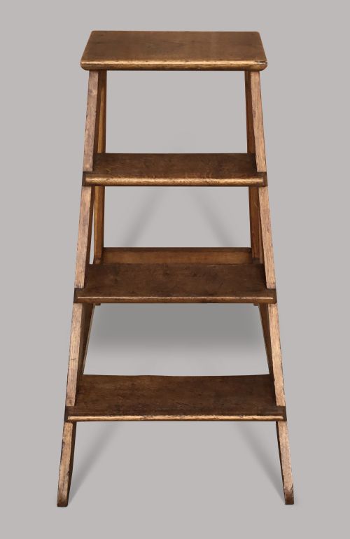 C19TH SET OF OAK LIBRARY STEPS - ADDITIONAL PHOTO 2