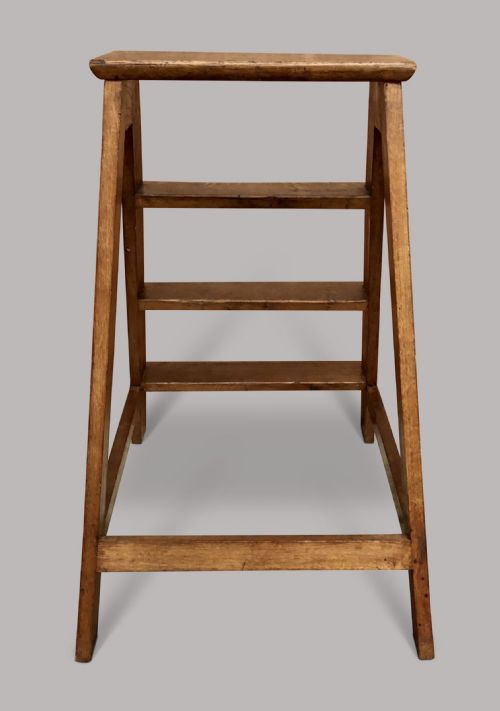 C19TH SET OF OAK LIBRARY STEPS - ADDITIONAL PHOTO 12