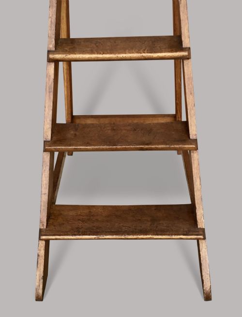 C19TH SET OF OAK LIBRARY STEPS - ADDITIONAL PHOTO 13