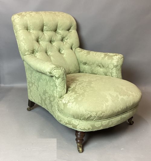 C19TH HOWARD AND SONS UPHOLSTERED ARMCHAIR RARE MODEL FULLY STAMPED - ADDITIONAL PHOTO 11