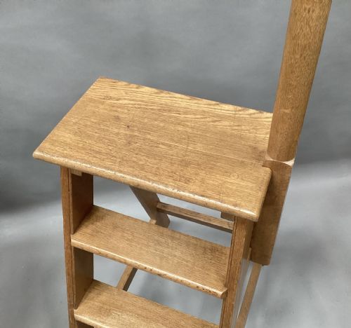 C19TH GOLDEN OAK SET OF LIBRARY STEPS - ADDITIONAL PHOTO 1