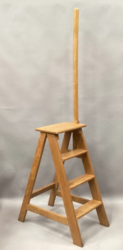 C19TH GOLDEN OAK SET OF LIBRARY STEPS - ADDITIONAL PHOTO 2