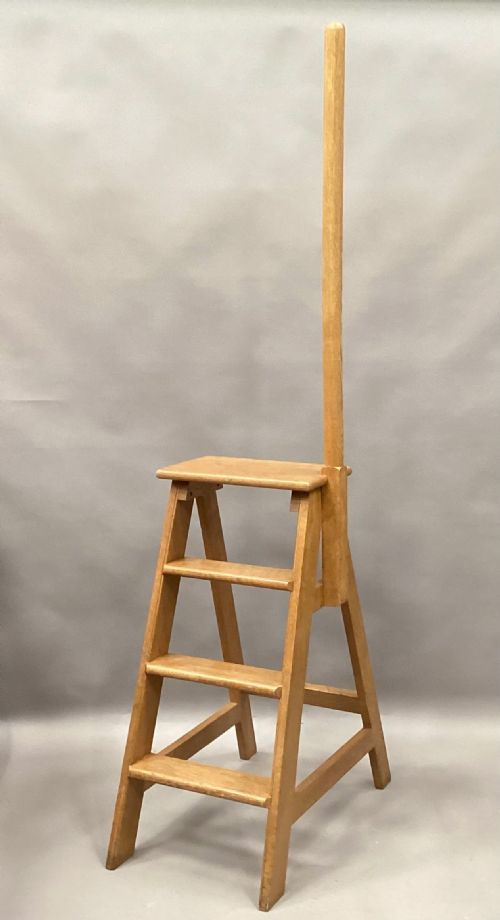 C19TH GOLDEN OAK SET OF LIBRARY STEPS - ADDITIONAL PHOTO 3