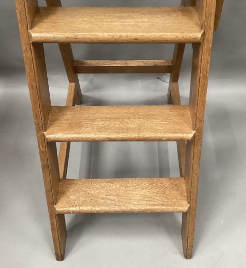 C19TH GOLDEN OAK SET OF LIBRARY STEPS - ADDITIONAL PHOTO 4