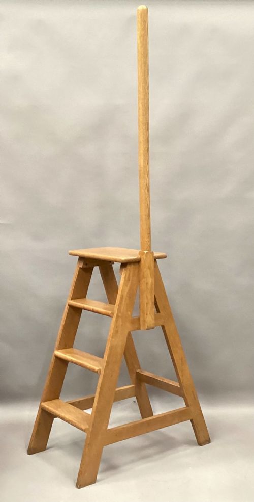 C19TH GOLDEN OAK SET OF LIBRARY STEPS - ADDITIONAL PHOTO 6