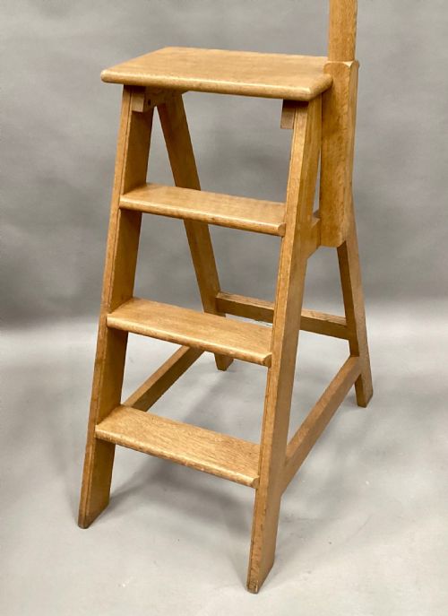 C19TH GOLDEN OAK SET OF LIBRARY STEPS - ADDITIONAL PHOTO 7