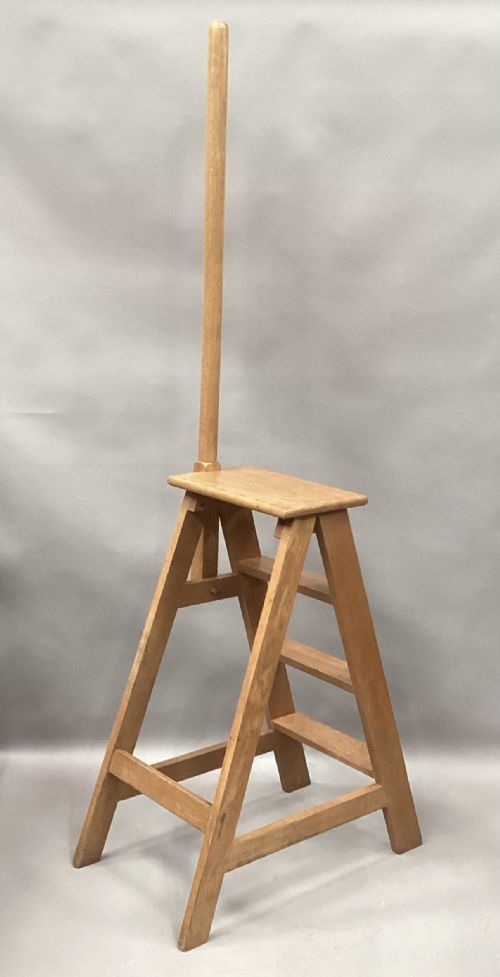 C19TH GOLDEN OAK SET OF LIBRARY STEPS - ADDITIONAL PHOTO 10