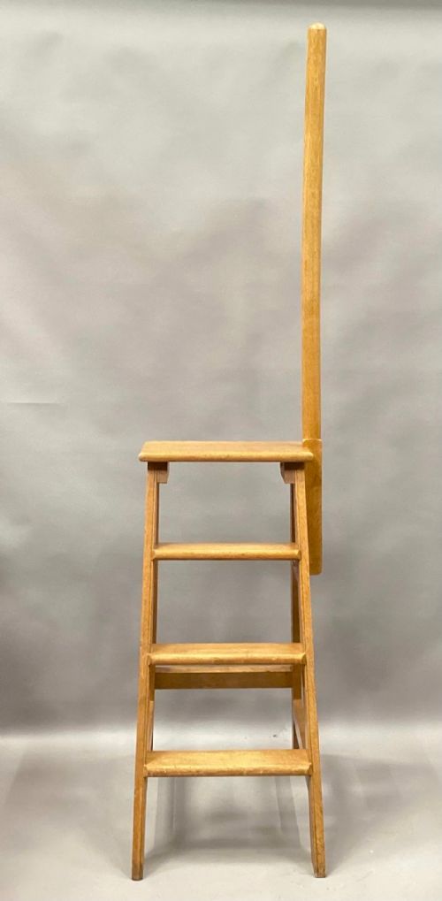 C19TH GOLDEN OAK SET OF LIBRARY STEPS - ADDITIONAL PHOTO 12