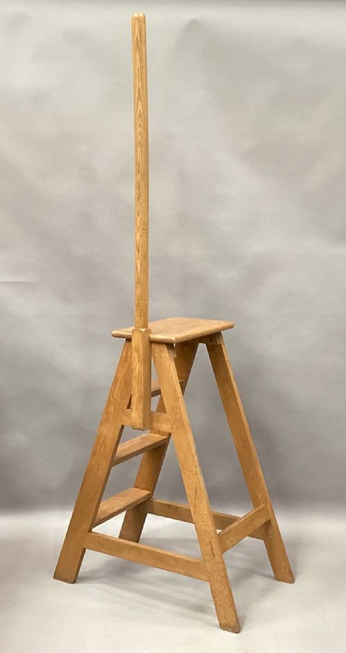 C19TH GOLDEN OAK SET OF LIBRARY STEPS - ADDITIONAL PHOTO 16