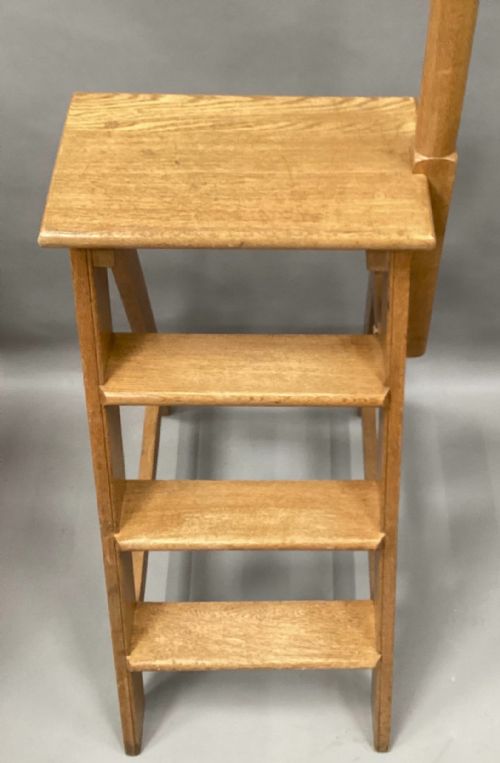 C19TH GOLDEN OAK SET OF LIBRARY STEPS - ADDITIONAL PHOTO 18