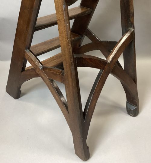 C19TH GOTHIC OAK LIBRARY STEPS IN THE MANNER OF AWNPUGIN - ADDITIONAL PHOTO 7