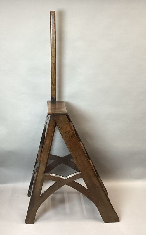 C19TH GOTHIC OAK LIBRARY STEPS IN THE MANNER OF AWNPUGIN - ADDITIONAL PHOTO 11