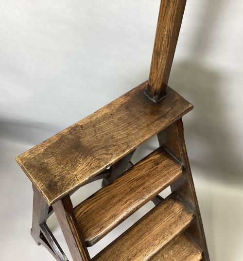 C19TH GOTHIC OAK LIBRARY STEPS IN THE MANNER OF AWNPUGIN - ADDITIONAL PHOTO 15