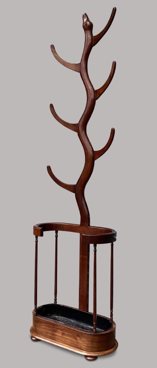 REGENCY MAHOGANY 'SNAKE' HAT AND COAT HALL STAND - ADDITIONAL PHOTO 8
