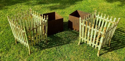 C19TH PAIR OF WROUGHT IRON STRAPWORK PLANTERS - ADDITIONAL PHOTO 2