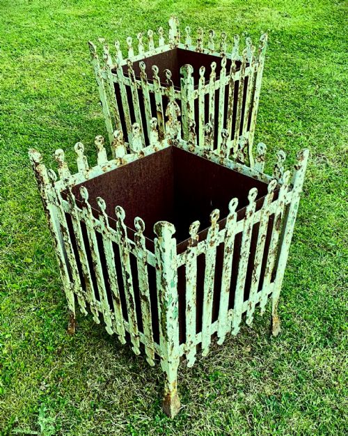 C19TH PAIR OF WROUGHT IRON STRAPWORK PLANTERS - ADDITIONAL PHOTO 7