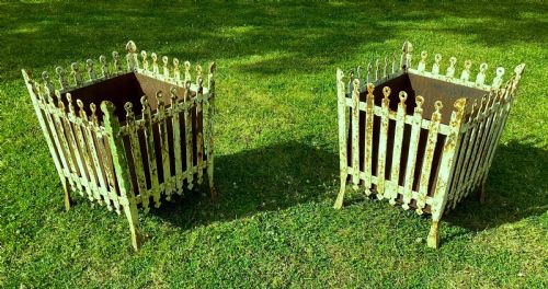 C19TH PAIR OF WROUGHT IRON STRAPWORK PLANTERS - ADDITIONAL PHOTO 11